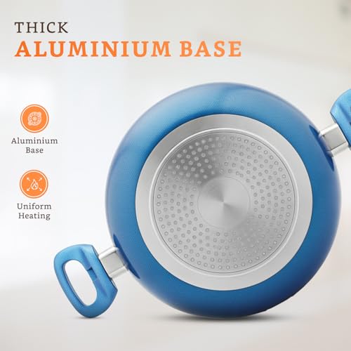 Amazon Brand - Solimo Blue Ceramic Non Stick Induction Base Deep Kadai 24Cm with Glass Lid - Image 5