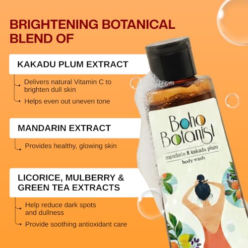 Boho Botanist Body Wash Mandarin & Kakadu Plum-350ml| Niacinamide & Vit C| Tan Removal & Hydration| Glowing Skin| Sulphate & Paraben Free Shower Gel| Oily Dry & Normal Skin| Men & Women… - Image 5