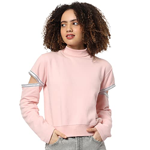 Campus Sutra Women's Cotton High Neck Sweatshirt