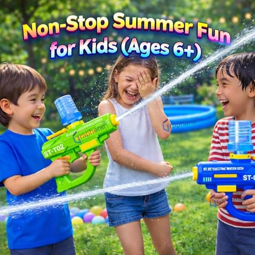 GRAPHENE Holi Pichkari Automatic Electric Water Gun for Kids High Pressure Rechargeable Battery Long Range Blaster Squirt Premium Water Pistol Spray Holi Toy Gun Summer Fun Pool Outdoor 4+ Boys Girls - Image 4