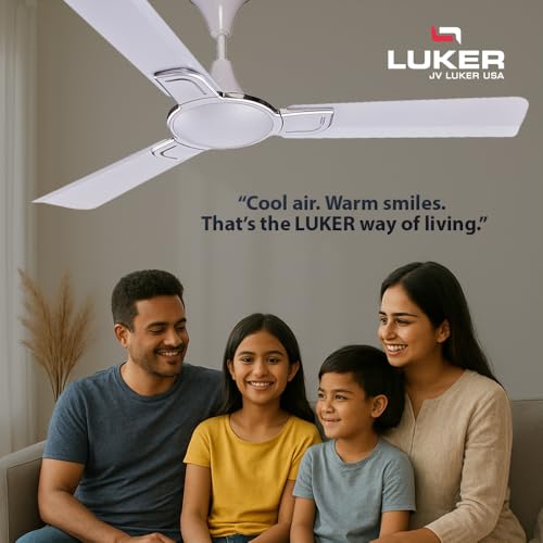 LUKER JVLuker Valentine 1200mm BLDC Ceiling Fan for Home, BEE 1 Star Rated Energy Efficient Ceiling Fan for Living Room, High Air Delivey, Strong and Powerful Motor, 2 Years Warranty, Laser White - Image 3