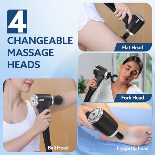 AGARO Regency Gun Massager, 4 Heads, 13 Speed, Rechargeable, Handheld, Percussion Muscle Massager for Full Body Massage, Muscle Relaxation of Neck, Shoulder, Back, Foot for Men & Women, Black - Image 5