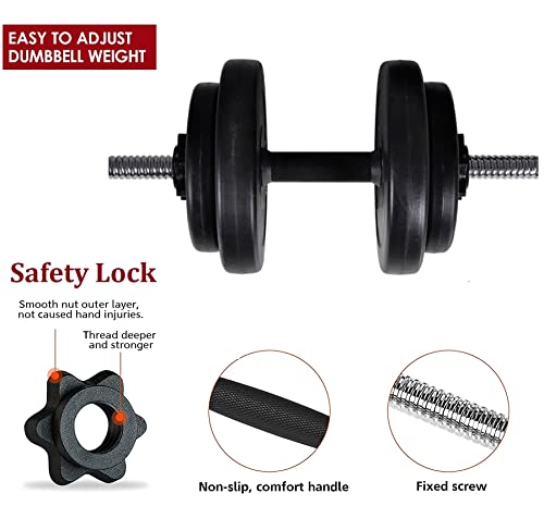 BULLAR Home Gym Set, 8kg to 20kg with 3 Feet Ez Curl Rod and 2 Dumbbell Rods, Gym Combo, and Home Workout Equipments with PVC Weights Plates (12KG Set) - Image 2