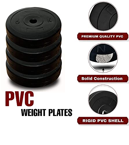 BULLAR Home Gym Set, 8kg to 20kg with 3 Feet Ez Curl Rod and 2 Dumbbell Rods, Gym Combo, and Home Workout Equipments with PVC Weights Plates (12KG Set) - Image 3