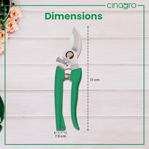 Cinagro Hand Pruner Cutter - 1 Pc, Heavy Duty Gardening Tools Grass Cutter, Plant Cutter for Home Garden, Wood Branch Trimmer, Garden Tools Grass Cutting Accessories (Steel Blades, Assorted) - Image 6