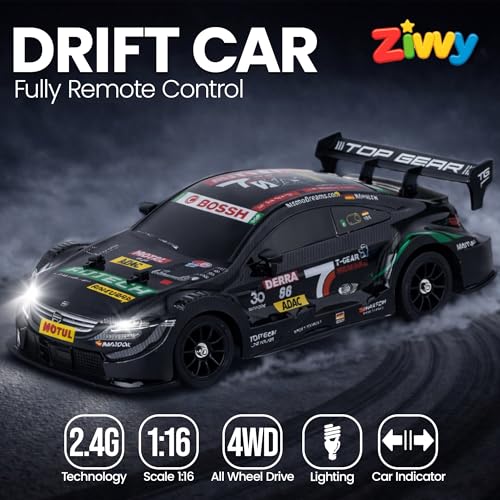 Big Remote Control Car Black | 2.4G Remote Control Drift RC Car with 150m Range, Neon Lights & Music | Rechargeable RC Racing Toy | Best Gift for Boys & Girls 2 3 4 5 6 7 8+ Years - Image 4