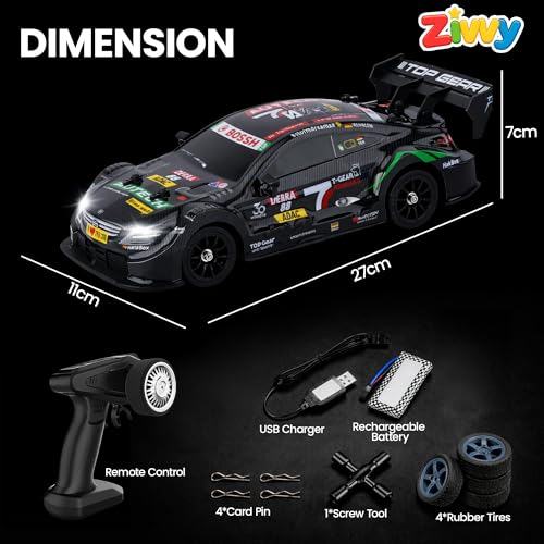 Big Remote Control Car Black | 2.4G Remote Control Drift RC Car with 150m Range, Neon Lights & Music | Rechargeable RC Racing Toy | Best Gift for Boys & Girls 2 3 4 5 6 7 8+ Years - Image 7