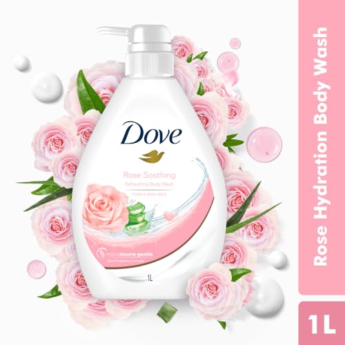Dove Soothing Rose & Aloe Vera Body Wash for Replenished Skin, Refreshing Scent 1L - Image 3