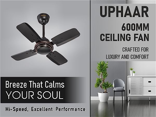 DIGISMART Uphaar 600 MM Ceiling Fan 850 RPM High Speed Air Delivery with 4 Blades, Anti-Dust Coating, 2 Years Warranty - Uphaar Brown - Image 4