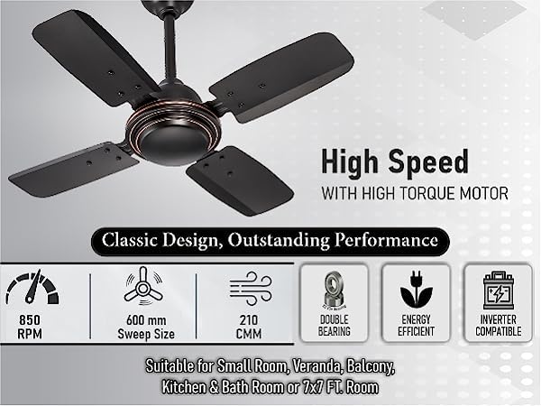 DIGISMART Uphaar 600 MM Ceiling Fan 850 RPM High Speed Air Delivery with 4 Blades, Anti-Dust Coating, 2 Years Warranty - Uphaar Brown - Image 5