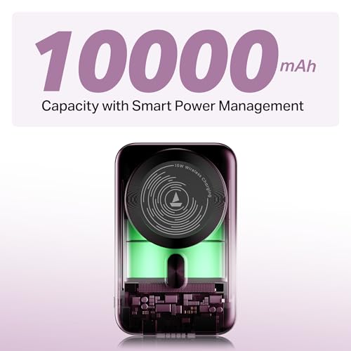 Boat EnergyShroom PB331 (Magsafe) 10000mAh Magnetic Wireless Powerbank, 15W Wireless & 22.5W Wired Charging for (iPhone 16, 15, 14, 13 & 12, Android & Other Qi Enabled Devices) (Purple) - Image 7