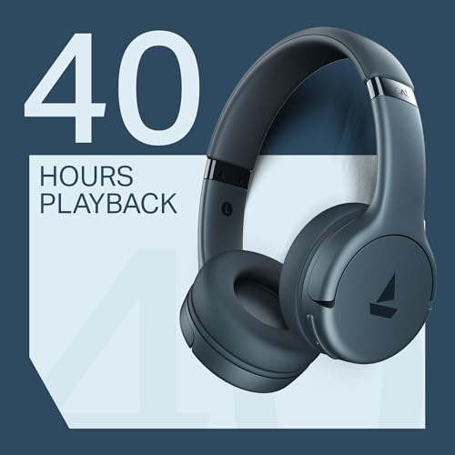 Boat 2025 Launch Rockerz 411, 40Ms Low Latency, 40Hrs Battery, 40Mm Drivers, ENx Tech, Stream Ad Free Music via App Support, Bluetooth Headphones, Wireless Over Ear Headphone with Mic (Bold Blue) - Image 5