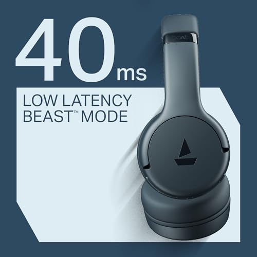 Boat 2025 Launch Rockerz 411, 40Ms Low Latency, 40Hrs Battery, 40Mm Drivers, ENx Tech, Stream Ad Free Music via App Support, Bluetooth Headphones, Wireless Over Ear Headphone with Mic (Bold Blue) - Image 6