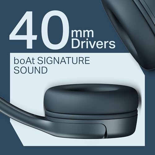 Boat 2025 Launch Rockerz 411, 40Ms Low Latency, 40Hrs Battery, 40Mm Drivers, ENx Tech, Stream Ad Free Music via App Support, Bluetooth Headphones, Wireless Over Ear Headphone with Mic (Bold Blue) - Image 7