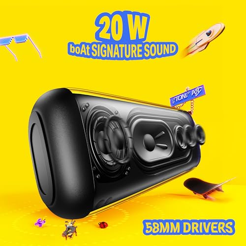 Boat 2025 Launch Stone Arc, 20W Signature Sound, 58mm Drivers, Upto 12 Hrs Battery, RGB LEDs, TWS Feature, IPX5, BT v5.4, w/Mic, Bluetooth Speaker, Wireless Speaker, Portable Speaker (Raging Black) - Image 3