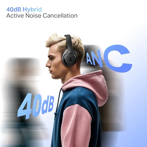 Boat Rockerz 512 ANC,(~40dB) Hybrid ANC, 80H Battery, 40mm Drivers, 40ms Low Latency, ENx Tech,Stream Ad Free Music via App Support, Bluetooth Headphones, Wireless Headphone with Mic (Cosmic Black) - Image 6