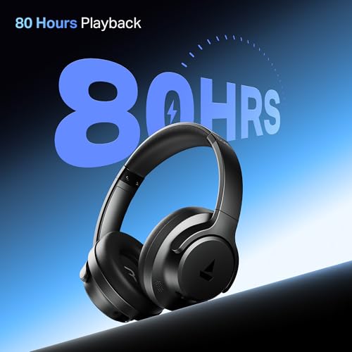 Boat Rockerz 512 ANC,(~40dB) Hybrid ANC, 80H Battery, 40mm Drivers, 40ms Low Latency, ENx Tech,Stream Ad Free Music via App Support, Bluetooth Headphones, Wireless Headphone with Mic (Cosmic Black) - Image 7