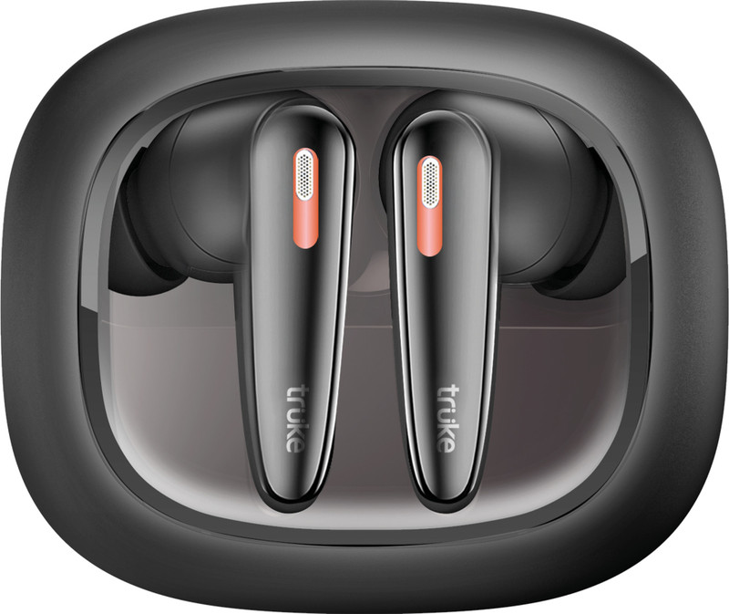 truke Crystal Bass earbuds with 13mm Drivers, Made in India, 70Hrs Playtime, 4-Mic ENC Bluetooth(MatteBlack, True Wireless)