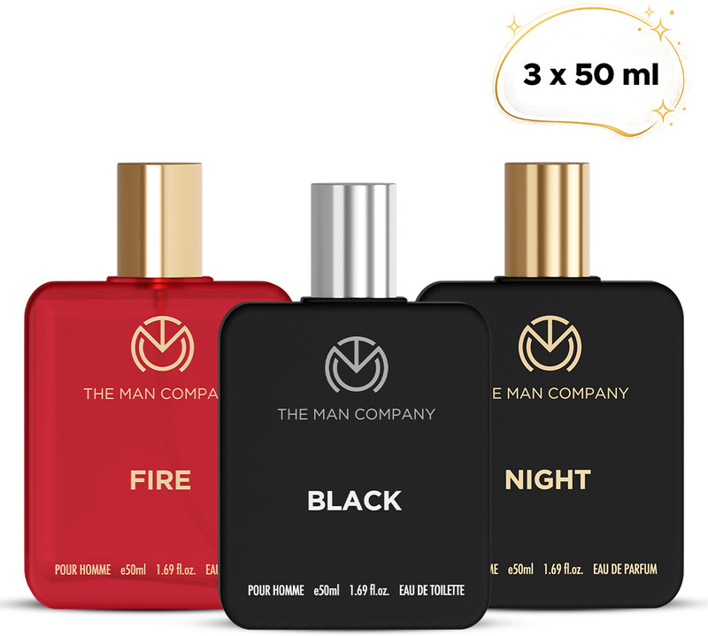 THE MAN COMPANY Premium Perfume Combo 3 x 50ml | Black, Fire & Night | Long-Lasting Fragrance Perfume - 150 ml(For Men)