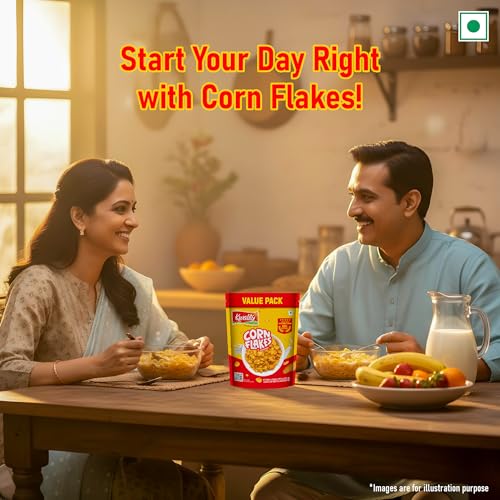 Kwality Corn Flakes 800g | Made with Golden Corns | 99% Fat Free, Natural Source of Vitamin & Iron | High in Protein & Fiber | Healthy Breakfast Cereal - Image 5