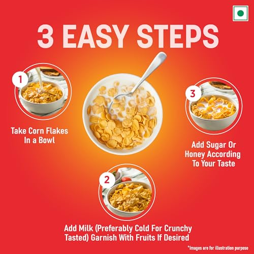 Kwality Corn Flakes 800g | Made with Golden Corns | 99% Fat Free, Natural Source of Vitamin & Iron | High in Protein & Fiber | Healthy Breakfast Cereal - Image 7
