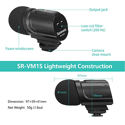 Saramonic SR-VM1S Cardioid Unidirectional Condenser Microphone for DSLR Cameras, Camcorders - Image 7