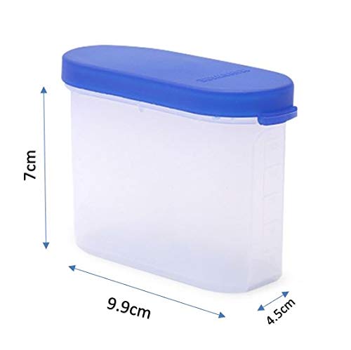 Mahaware Modular Mini Oval Plastic Fridge Door Kitchen Container Set, 150ml, Set of 12, Blue - Image 4