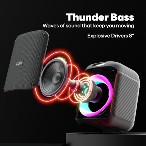 Newly Launched GOVO Goloud 480 80W Bluetooth Party Speaker with Signature Sound, RGB LEDs, Up to 6 hrs Playback, BT v5.3, AUX & USB Port, Wired Mic, Bass & Treble EQs, TWS Mode(Black) - Image 3