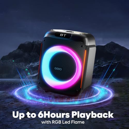Newly Launched GOVO Goloud 480 80W Bluetooth Party Speaker with Signature Sound, RGB LEDs, Up to 6 hrs Playback, BT v5.3, AUX & USB Port, Wired Mic, Bass & Treble EQs, TWS Mode(Black) - Image 5