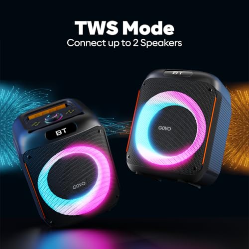 Newly Launched GOVO Goloud 480 80W Bluetooth Party Speaker with Signature Sound, RGB LEDs, Up to 6 hrs Playback, BT v5.3, AUX & USB Port, Wired Mic, Bass & Treble EQs, TWS Mode(Black) - Image 6