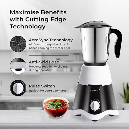 Cadlec JarGenie 4 Jar 750 Watt Mixer Grinder | High-Power Juicer, Blender & Mixer | Durable ABS Body | Multi-Function for Juicing & Blending | 2-Year Warranty - Image 5