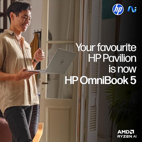 HP Smartchoice OmniBook 5 (Previously Pavilion) 50 Tops, AMD Ryzen AI 5 340 (16GB LPDDR5X, 512GB SSD) WUXGA 2K, 16''/40.6cm, Win11, Office24, Silver, 1.79kg, ag1037au, Next Gen AI Copilot+ Laptop - Image 2