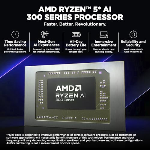 HP Smartchoice OmniBook 5 (Previously Pavilion) 50 Tops, AMD Ryzen AI 5 340 (16GB LPDDR5X, 512GB SSD) WUXGA 2K, 16''/40.6cm, Win11, Office24, Silver, 1.79kg, ag1037au, Next Gen AI Copilot+ Laptop - Image 5