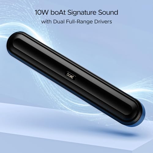 Boat Aavante Bar 490 10W Signature Sound, Dual Full-Range Drivers,7 HRS Battery, Built-in Mic,2.0 CH, Free Music Streaming on JioSaavn, Bluetooth Sound Bar, Soundbar Speaker (Classic Black) - Image 5