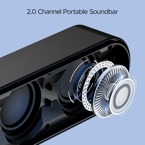 Boat Aavante Bar 490 10W Signature Sound, Dual Full-Range Drivers,7 HRS Battery, Built-in Mic,2.0 CH, Free Music Streaming on JioSaavn, Bluetooth Sound Bar, Soundbar Speaker (Classic Black) - Image 6