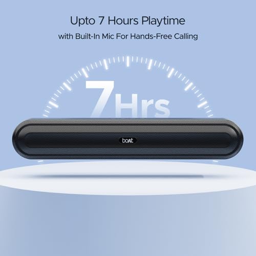 Boat Aavante Bar 490 10W Signature Sound, Dual Full-Range Drivers,7 HRS Battery, Built-in Mic,2.0 CH, Free Music Streaming on JioSaavn, Bluetooth Sound Bar, Soundbar Speaker (Classic Black) - Image 7