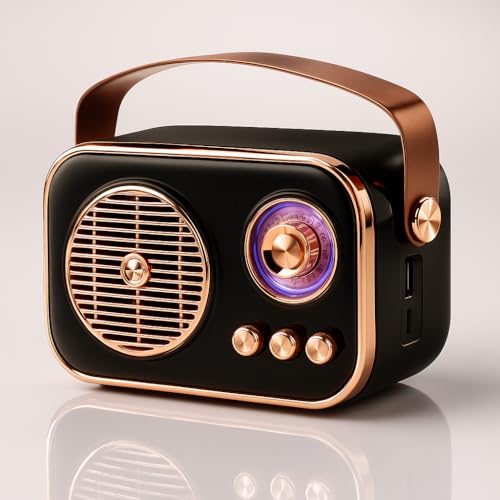 Fire turtle Vintage Bluetooth Wireless Speaker | 10W RMS Loud Sound | Retro Design with Type-C Charging, 8H Battery Backup, USB & AUX Input, Portable Home &