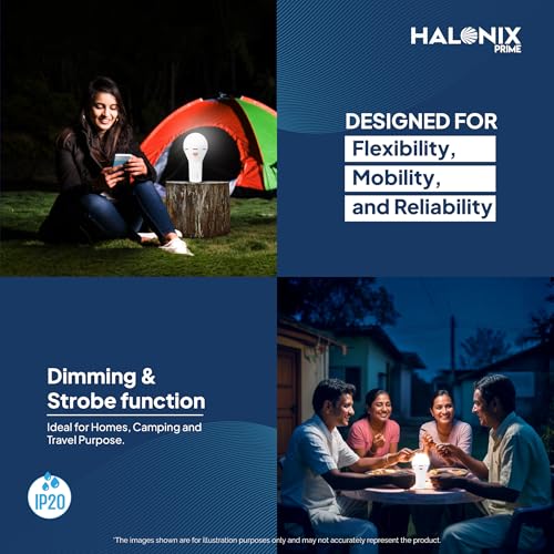 Halonix 5W Portable LED Torch + Bulb 2-In-1 Emergency Hanging Lantern,Rechargeable Emergency Light With Type C Charging,Portable LED Light,4 Hours Battery Backup,Cool Day Light,Pack Of 1,White - Image 5