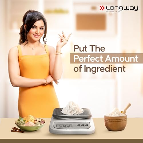 Longway LWKWS01 Multipurpose Portable Digital Kitchen Weighing Scale |Weight Machine With Back Light LCD Display | 2 Year Warranty (10 kg, Gray) - Image 3