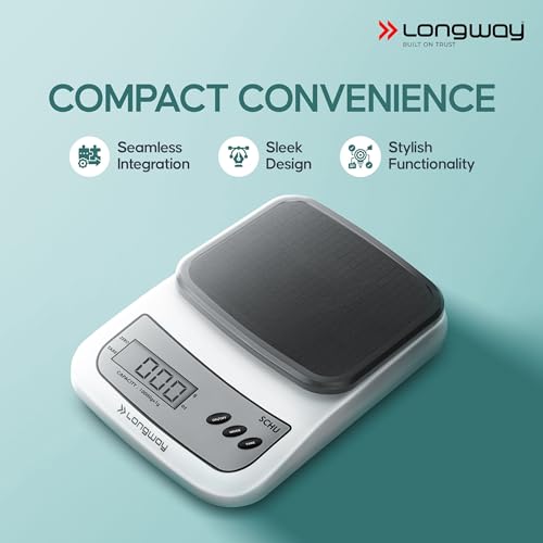 Longway LWKWS01 Multipurpose Portable Digital Kitchen Weighing Scale |Weight Machine With Back Light LCD Display | 2 Year Warranty (10 kg, Gray) - Image 4