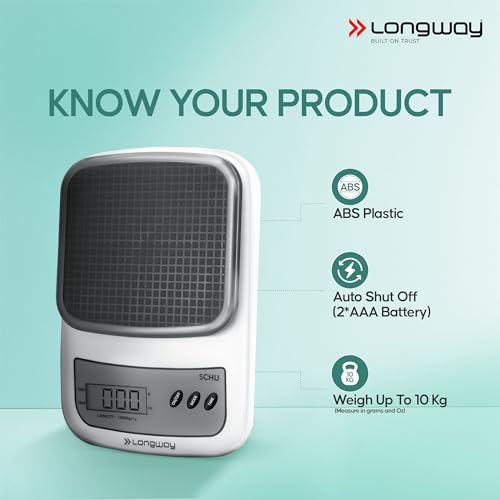 Longway LWKWS01 Multipurpose Portable Digital Kitchen Weighing Scale |Weight Machine With Back Light LCD Display | 2 Year Warranty (10 kg, Gray) - Image 7