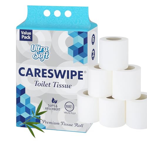Toilet Tissue Paper Rolls | 1080 Sheets | Pack of 6 | Super Soft & Absorbent | Flushable & Easy to Tear | 2-Ply Bathroom Tissue for Home, Office & Travel