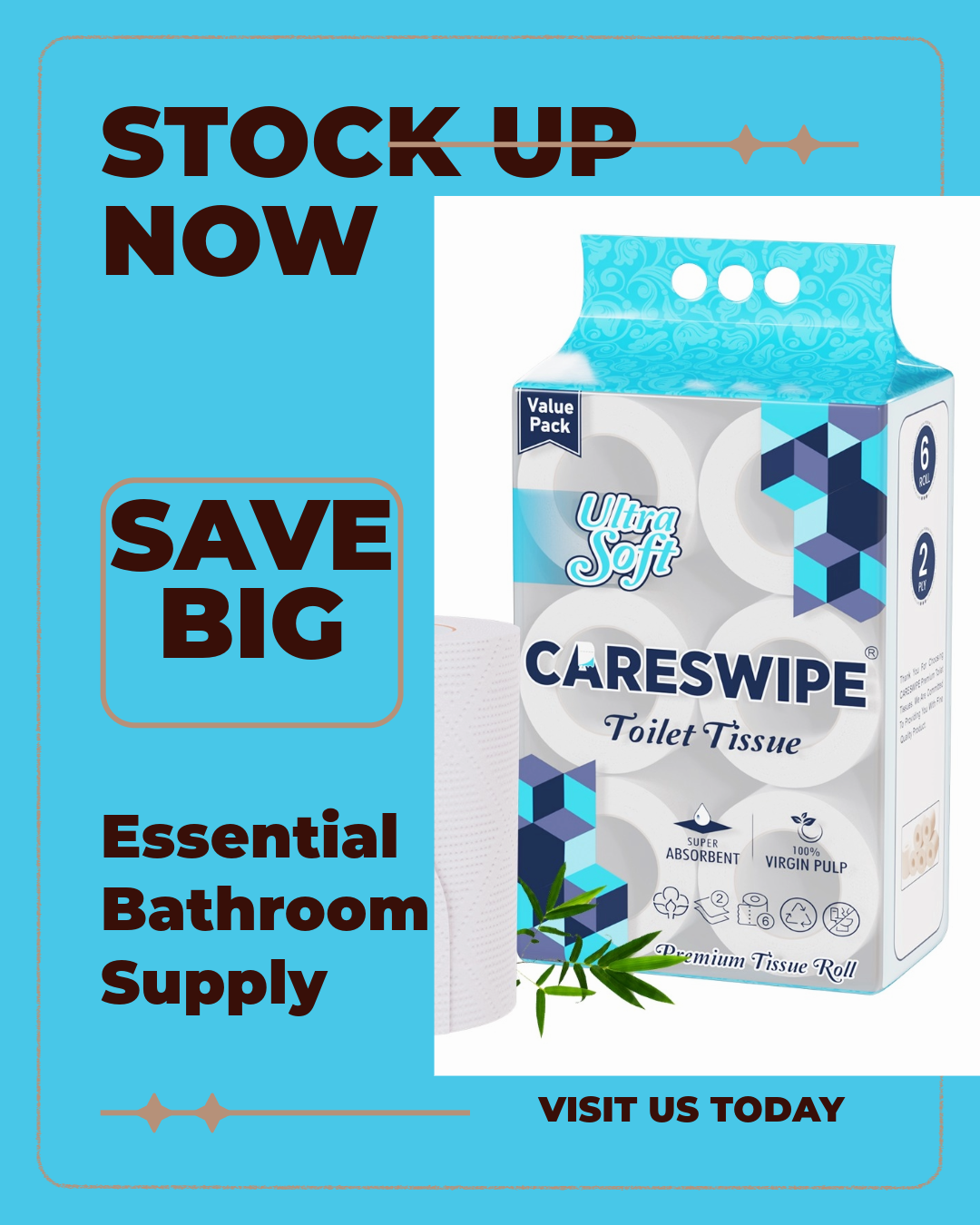 Toilet Tissue Paper Rolls | 1080 Sheets | Pack of 6 | Super Soft & Absorbent | Flushable & Easy to Tear | 2-Ply Bathroom Tissue for Home, Office & Travel - Image 2