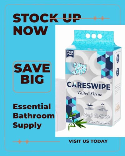 Toilet Tissue Paper Rolls | 1080 Sheets | Pack of 6 | Super Soft & Absorbent | Flushable & Easy to Tear | 2-Ply Bathroom Tissue for Home, Office & Travel - Image 4