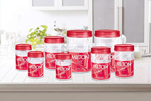 MILTON Vitro PET Canister Set of 18 (6x230ml, 6x600ml, 6x1180ml) Airtight, Food Grade, Transparent, Stackable, For Grains, Pulses, Spices, Cereals, Cookies, Dry Fruits, Fridge Storage Container - Image 7