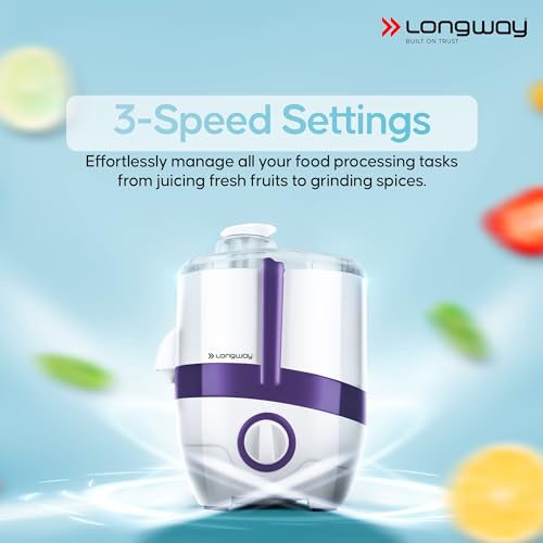 Longway Juicy 600 Watt Juicer Mixer Grinder with 2 Jars for Grinding, Mixing, Juicing with Powerful Motor | 1 Year Warranty (2 Jars, Purple) - Image 6