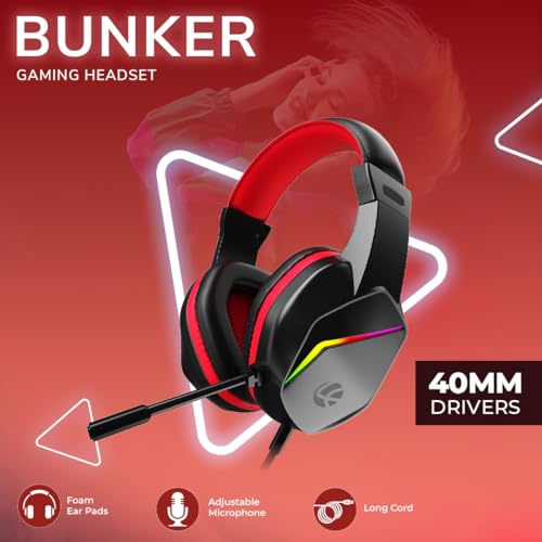 LAPCARE Bunker Gaming Over Ear Headset with RGB Back Lights|40Mm Drivers|3.5Mm+USB Jack|Adujustable Microphone|Light Design&Comfortable|Super Anti Violence&Break|Braided PVC Line(Lhp-210),Black - Image 3