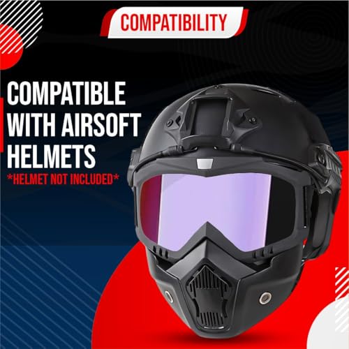 Btag Anti Scratch UV Protective Motorcycle Face Mask with Detachable Goggles | Anti-Fog UV Protection Riding Mask with Removable Breathable Filter | Full Face Windproof Shield for Biking.(Rainbow) - Image 4