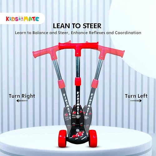 Kidsmate Cruiser Kick Scooter for Kids with Broad Wheels | 3-Wheel Skate Scooter for Boys & Girls of Ages 2-12 Years | Level Adjustable Height, and Easy Fold Design Scooter for Kids (Black) - Image 5