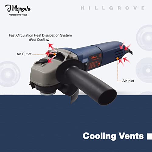 Hillgrove HGANG4B1M2 Angle Grinder | 100 mm Wheel Diameter | 11000 RPM High-Speed Motor | Corded Electric | Compact & Powerful Grinding and Cutting Tool - Image 5